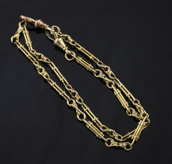 An 18ct gold fancy link albert, 14in.